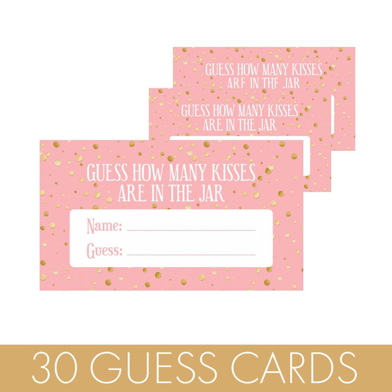 DISTINCTIVS How Many Kisses Baby Shower Game - Pink and Gold It's a Girl Baby Shower Game (Extra Guessing Cards) - Image 2